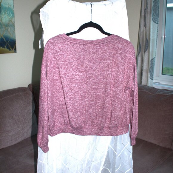 Ivory Ella Cropped Crewneck | Purple & Gray Sweat Shirt - Picture 2 of 5